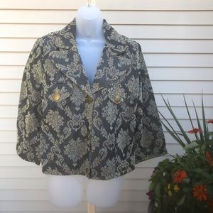 NWOT Parallel - Denim green jaguard floral jean jacket, 16